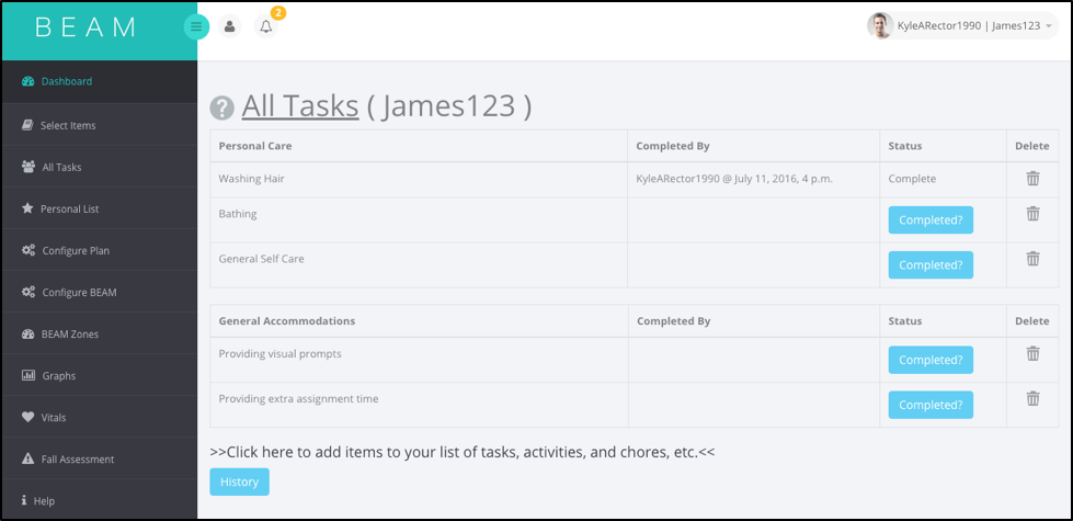 all tasks page