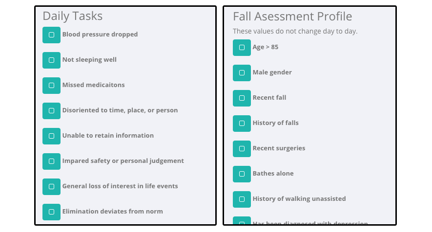 fall assessment items